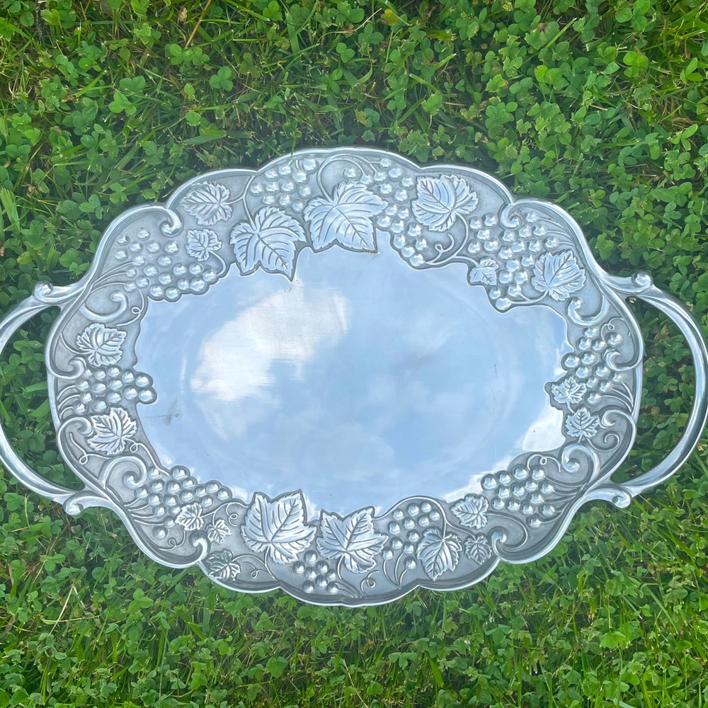 Lenox serving platter grapevine pattern server aluminum 22 x 16 tray
